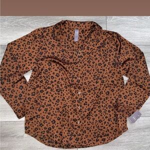 Auden Size Medium Luxury Collection Sleep Shirt Long Sleeve Aninal Print New Tag